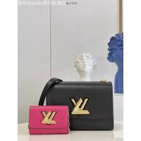 LV專櫃2023新款Twist中號手袋 M50282黑紅母子包 路易威登Epi皮革母子包鏈條肩背女包 dn1183