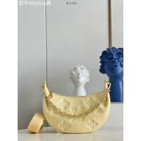 LV專櫃2023新款Over The Moon月亮手袋 M59823黃 路易威登Monogram刺繡腋下肩背斜挎女包 dn1195