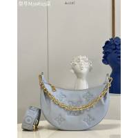 LV專櫃2023新款Over The Moon月亮手袋 M59825藍 路易威登Monogram刺繡腋下肩背斜挎女包 dn1197