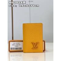 LV專櫃2023新款Aerogram系列男士口袋錢夾卡包 M81809黃 路易威登經典袋裝萬用錢包 dn1261