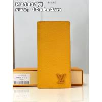 LV專櫃2023新款Aerogram皮革男士長夾錢包 M81811黃 路易威登經典Brazza錢包 dn1262