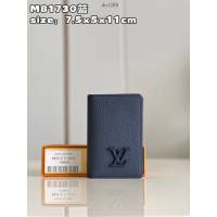 LV專櫃2023新款Aerogram系列男士口袋錢夾卡包 M81730藍 路易威登經典袋裝萬用錢包 dn1269