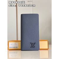 LV專櫃2023新款Aerogram皮革男士長夾錢包 M81810藍 路易威登經典Brazza錢包 dn1271