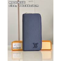 LV專櫃2023新款拉鏈錢包 M81767藍 路易威登黑色牛皮男士拉鏈長夾 dn1272