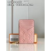 LV專櫃2023新款Romy名片夾 M82044粉 路易威登男女款拉鏈零錢卡包 dn1279
