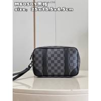 LV專櫃2023新款Pochette Kasai手包 M60501黑格 路易威登黑格男士手拿包 dn1286
