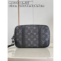 LV專櫃2023新款Pochette Kasai手包 M82076黑花 路易威登黑花男士手拿包 dn1287