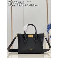 LV專櫃2023新款On My Side手挽袋 M57728黑 路易威登黑色小牛皮女士手提肩背包 dn1291