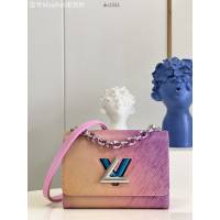 LV專櫃2023新款Twist中號手袋 M59896漸變粉 路易威登單肩斜挎女包 dn1351