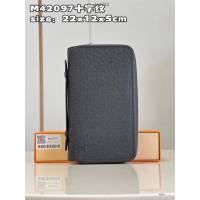 LV專櫃2023新款Zippy大號錢夾 M42097十字紋 路易威登十字紋男士拉鏈差長錢包 dn1388