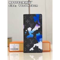 LV專櫃2023新款Room with a View系列Brazza錢夾 M81752塗鴉藍 路易威登飄浮雲朵圖案長夾男士錢包 dn1405