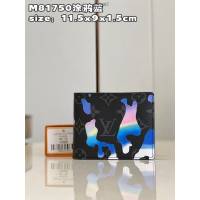 LV專櫃2023新款Room with a View系列Multiple錢夾 M81750塗鴉藍 路易威登飄浮雲朵圖案男士短夾 dn1407