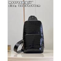 LV專櫃2023新款Avenue單肩包 M41719鱷魚紋 路易威登男士胸包挎包 dn1448