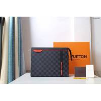 lv手包 N6024 Pochette Voyage中號手袋 lv黑格男士手拿包  lvqb1247