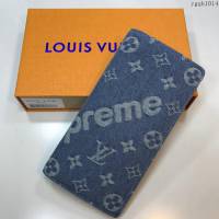 LV錢包 新品 頂級原單 M66540牛仔藍 Supreme牛仔系列 西裝夾  ygqb1014