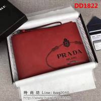 PRADA普拉達 專櫃最新款 摩登態度系列 十字紋牛皮 男士手包 2NG005 DD1822