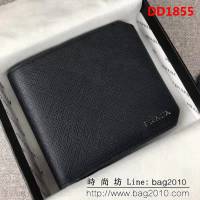 PRADA普拉達 官網同步 經典爆款 十字紋牛皮 男士短款錢夾 2M0513 DD1855