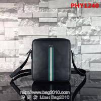 普拉達PRADA原單 vs365克色原版十字紋頂級手工PRADA男士單肩斜挎包 PHY1240