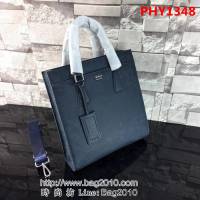 普拉達PRADA原單 最新款 2VG014-2F藍色原版荔枝紋男士商務公事包 PHY1348