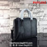普拉達PRADA原單 最新款2VE363-1克色原版十字紋男士商務公事包 PHY1352