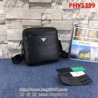 普拉達PRADA原單 P家新款專櫃品質 2VE471 原廠自然摔紋牛皮男士單肩斜挎包 PHY1399