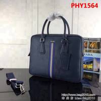 普拉達PRADA原單 vs363寶藍原單十字紋 PRADA男士公事包 PHY1564