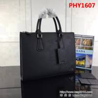 普拉達PRADA原單 2vG030-9黑色原單十字紋PRADA男士商務公事包 PHY1607