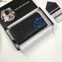 prada錢包 普拉達專櫃最新十字紋牛皮長錢包 2ML317 PRADA男士單拉鏈錢包  pyd2118