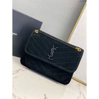 YSL爆款女士包包 聖羅蘭經典款MONOGRAM翻蓋麂皮手袋 YSL肩背斜挎包 498894  jjh1073
