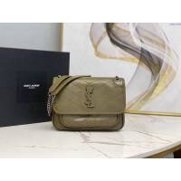 YSL爆款女士包包 聖羅蘭經典款油蠟抓皺牛皮小號郵差包 YSL肩背斜挎包 533037  jjh1102