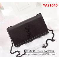 YSL聖羅蘭 黑白配 魚子醬牛皮球紋 鏈條單肩斜挎包 26812 YAS1040