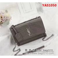 YSL聖羅蘭 專櫃最新 鄭秀文同款 鱷魚紋日落包 EY442906 YAS1050