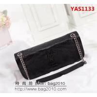 YSL聖羅蘭 專櫃對版同步新款 爆裂抓皺皮百搭鏈條包 504865 YAS1133