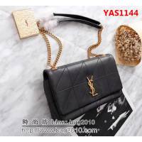 YSL聖羅蘭 新款 原版皮拼接黑色鏈條單肩斜挎包 26825 YAS1144