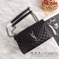 YSL聖羅蘭 專櫃品質 黑色提花翻蓋手袋 可單肩斜挎 26804 YAS1169