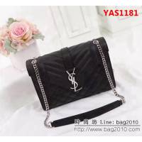 YSL聖羅蘭 爆款 魚子醬紋牛皮鏈條單肩斜挎包 26808-1 YAS1181