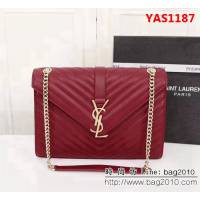 YSL聖羅蘭 經典款 互扣式球紋金屬YSL標誌 原版南非皮肩背包 26588 YAS1187