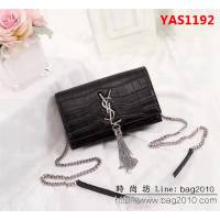 YSL聖羅蘭 爆款 鱷魚紋Saint Laurent 黑色鏈條包 26817-1 YAS1192
