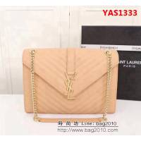 YSL聖羅蘭 經典款 互扣式金屬YSL標誌 原版南非皮肩背包 26588 YAS1333