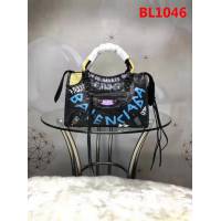 BALENCIAG巴黎世家 歐洲水貨 Balenciaga city小黑釘 限量 原廠爆裂紋羊皮黑白塗鴉 可手提單肩斜跨  BL1046