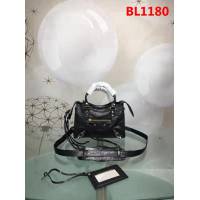 BALENCIAG巴黎世家 歐洲水貨 Balenciaga city mini 小金釘 限量 原廠爆裂紋羊皮黑色 手提肩背包  BL1180