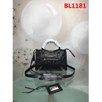 BALENCIAG巴黎世家 歐洲水貨 Balenciaga city mini 小金釘 限量 原廠爆裂紋羊皮黑色 手提肩背包  BL1181