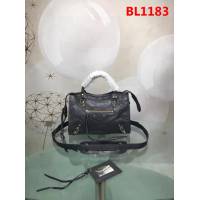 BALENCIAG巴黎世家 歐洲水貨 Balenciaga city mini 小金釘 限量 原廠爆裂紋羊皮黑色 手提肩背包  BL1183