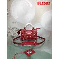 BALENCIAG巴黎世家 義大利進口 原版油蠟頭層牛皮 香皮小銀釘 時尚百搭 手提肩背斜挎包  BL1583