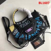 BALENCIAG巴黎世家 義大利進口頂級山羊皮 小金釘 深灰色 手提肩背斜挎包  BL1607