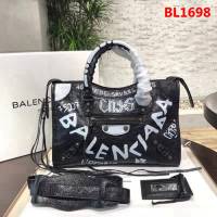 BALENCIAG巴黎世家 Balenciaga city 機車包 限量 原廠爆裂紋羊皮 塗鴉字母 手提肩背斜挎包  BL1698