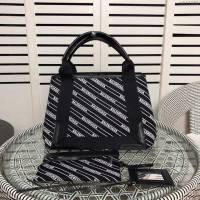 Balenciaga女包 巴黎世家最新款斜條紋字帆布包 Balenciaga斜條紋字新版一行字 中號手提包  csbl1184