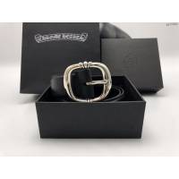 chrome hearts皮帶 克羅心經典針扣皮帶 克羅心銀飾做舊腰帶  gjc1600