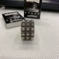chrome hearts銀飾 克羅心三層戒指 925純銀 純手工製作 染黑拋光 克羅心銀戒指  gjc1989