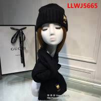 GUCCI古馳 兔絨+羊絨針織圍巾帽子套裝 百搭情侶款 LLWJ5665